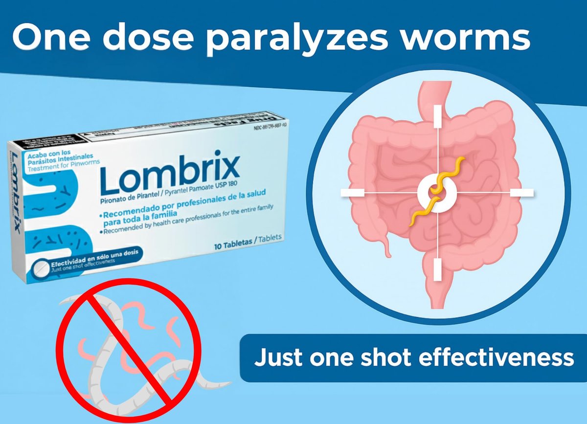 Lombrix Wurmmittel Pyrantelpamoat 180 mg Tabletten, Darmflora-Unterstützung für Erwachsene und die ganze Familie, einmalige Anwendung, nicht verschreibungspflichtig, 10 Tabletten