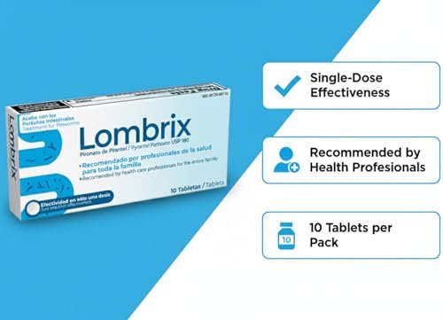 Lombrix Wurmmittel Pyrantelpamoat 180 mg Tabletten, Darmflora-Unterstützung für Erwachsene und die ganze Familie, einmalige Anwendung, nicht verschreibungspflichtig, 10 Tabletten