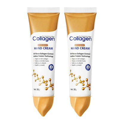 Collagen Handcreme für trockene, rissige Hände – Anti-Aging & festigende Lotion mit 10x aktivem Protein, intensive feuchtigkeitsspendende Reparatur für raue Haut & feine Linien, nicht fettend & schnell einziehend, 2 Stück