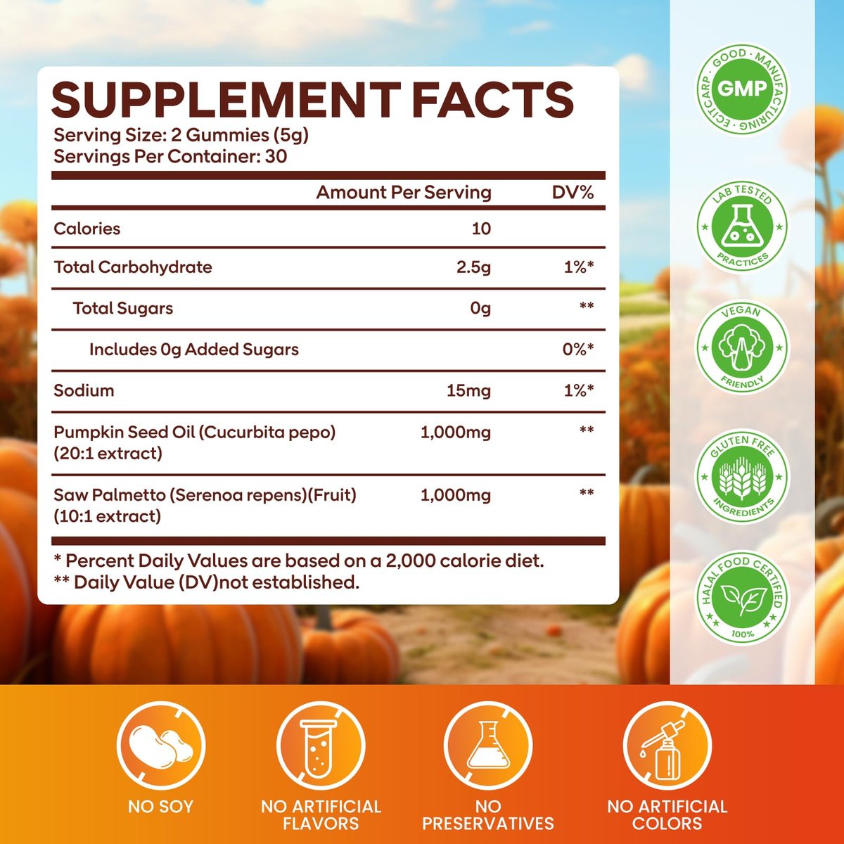 Kürbiskernöl Gummis mit Sägepalmenextrakt – 1000 mg pro Portion für Haarwachstum & Hautgesundheit – Vegan, Himbeergeschmack, 60 Stück