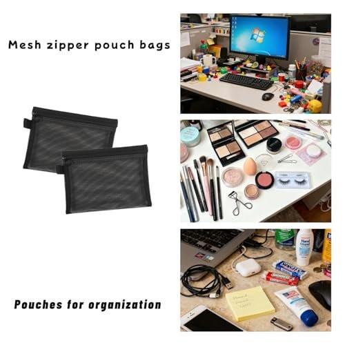 Astero 10 Stück Schwarze Reißverschlussbeutel – 7,48"×5,51" Kleine Ripstop Aufbewahrungstaschen, Leichte Reiseorganizer für Make-up, Kabel, Toilettenartikel und Alltagsgegenstände