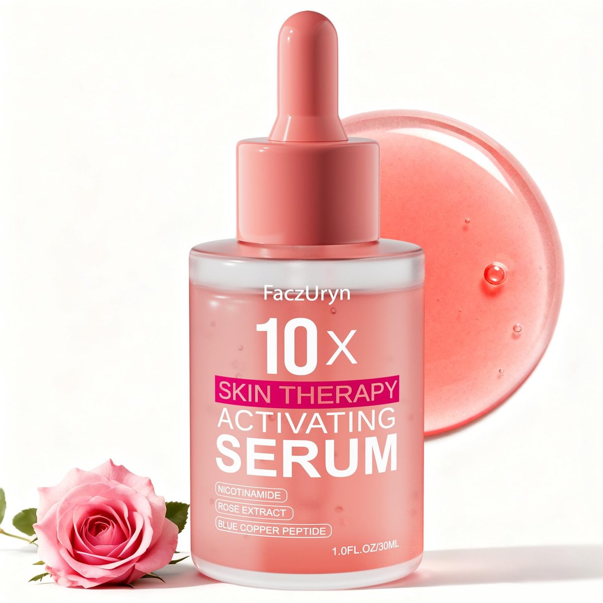 Fymiox Rotes Lichttherapie Serum – Rotlicht-Aktivierungsserum mit Vitamin E und Rosen-Extrakt für das Gesicht, 30 ml