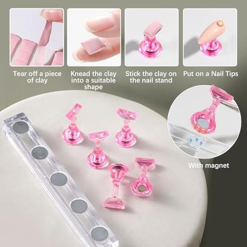 24-teiliges Nagelkunst-Set mit Nagelständern, Pinseln, Paletten und Dotting-Werkzeugen – DIY Nageldesign für Anfänger und Profis
