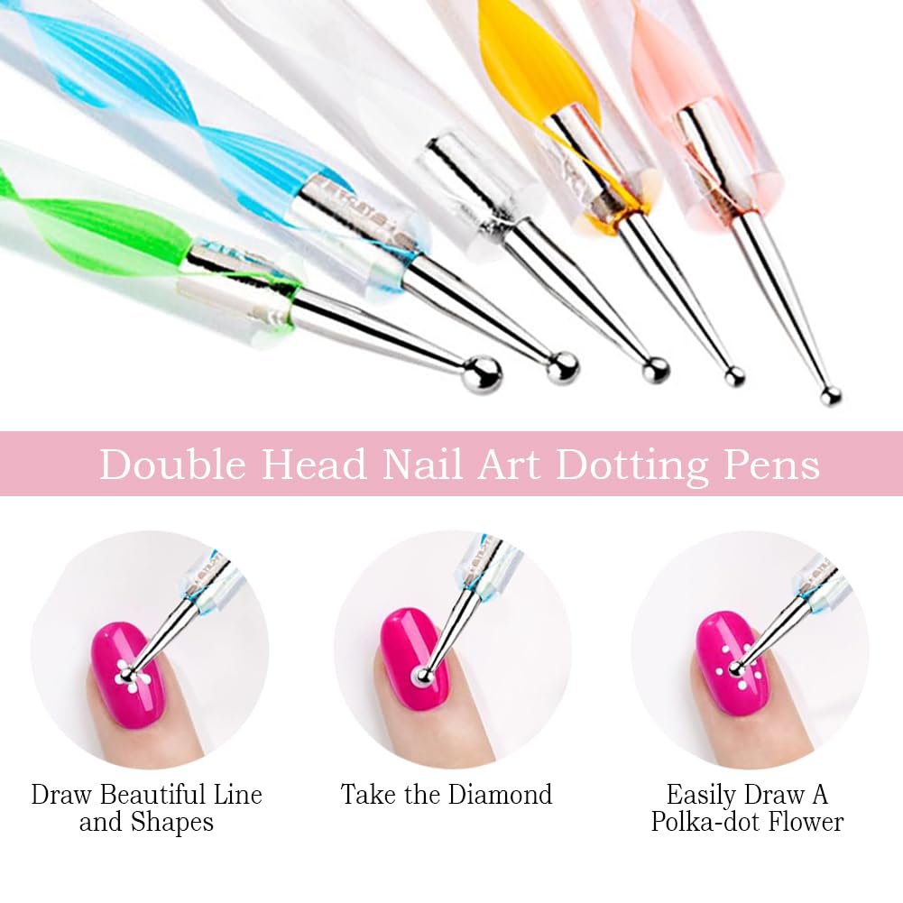 24-teiliges Nagelkunst-Set mit Nagelständern, Pinseln, Paletten und Dotting-Werkzeugen – DIY Nageldesign für Anfänger und Profis