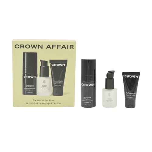 Crown Affair Mini Air Dry Hair Holiday Geschenkset: Leave-In Conditioner 0,5 oz, Texturierender Schaum 1 oz & Finishing Gel 0,5 oz