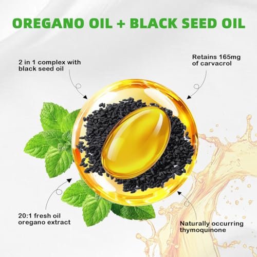 Vespecial Oreganoöl mit Schwarzkümmelöl, 180 Softgels | 2-in-1 Kräuterergänzung mit hochkonzentriertem Carvacrol & Thymochinon für Immununterstützung | Nicht-GVO, pflanzlich