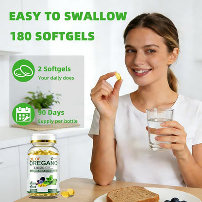 Vespecial Oreganoöl mit Schwarzkümmelöl, 180 Softgels | 2-in-1 Kräuterergänzung mit hochkonzentriertem Carvacrol & Thymochinon für Immununterstützung | Nicht-GVO, pflanzlich