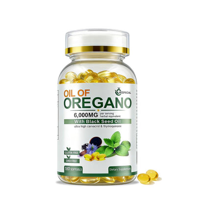 Vespecial Oreganoöl mit Schwarzkümmelöl, 180 Softgels | 2-in-1 Kräuterergänzung mit hochkonzentriertem Carvacrol & Thymochinon für Immununterstützung | Nicht-GVO, pflanzlich