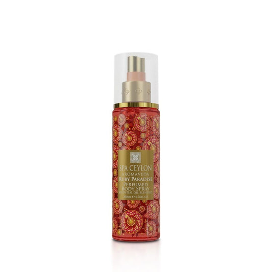 SPA CEYLON Ruby Paradise Body Spray – Fruchtig-blumiger Duftnebel mit Rotem Hibiskus, Jasmin & Ceylon-Vanille – Erfrischendes Körperparfum für Frauen, 200 ml