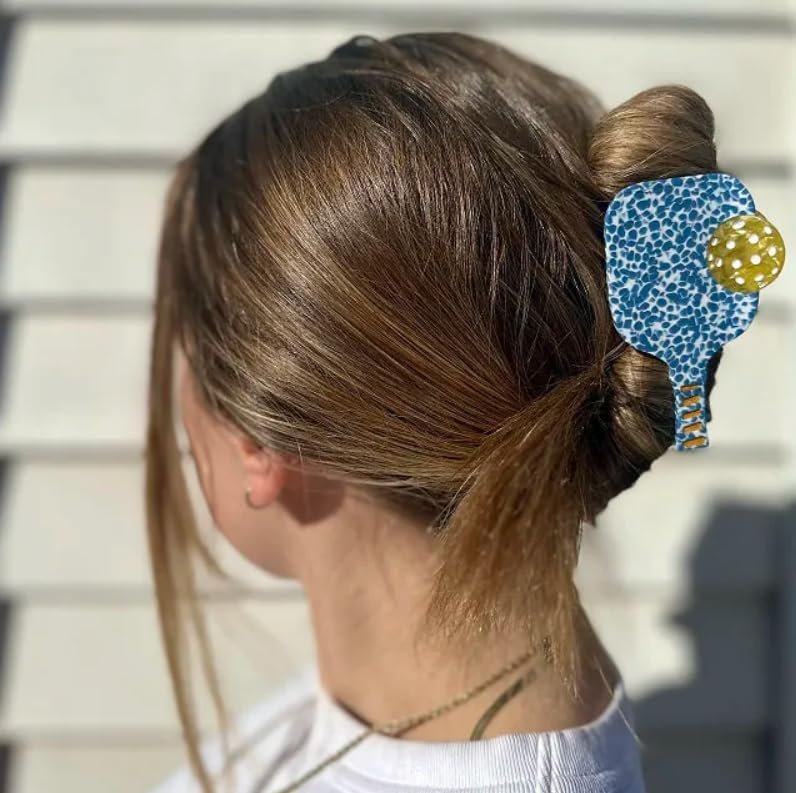 Pickleball Paddle Haar-Claw-Clip – Süßes Pickleball-Spieler-Geschenk für Frauen und Mädchen, lustiges Pickleball-Fan-Accessoire, Pickleball-Haarclip mit Schläger- und Ball-Design