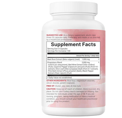 Micro Ingredients Rote-Bete-Kapseln 3.000 mg** pro Portion, 300 Kapseln | Stickoxid-Komplex mit CoQ10, Schwarzem Pfeffer & botanischen Extrakten | Non-GMO