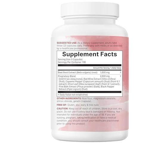 Micro Ingredients Rote-Bete-Kapseln 3.000 mg** pro Portion, 300 Kapseln | Stickoxid-Komplex mit CoQ10, Schwarzem Pfeffer & botanischen Extrakten | Non-GMO