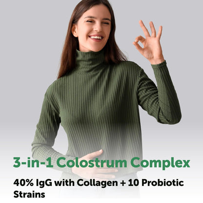 Micro Ingredients Bovines Kolostrum 1.000 mg pro Portion, 240 Kapseln | 40% IgG mit Kollagen & Probiotika | Kolostrum-Ergänzung mit 10 probiotischen Stämmen | Non-GVO, Glutenfrei