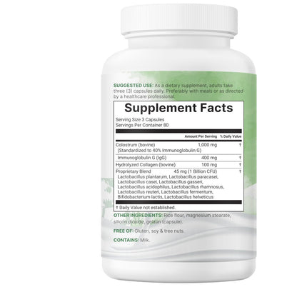 Micro Ingredients Bovines Kolostrum 1.000 mg pro Portion, 240 Kapseln | 40% IgG mit Kollagen & Probiotika | Kolostrum-Ergänzung mit 10 probiotischen Stämmen | Non-GVO, Glutenfrei