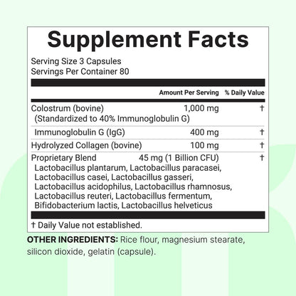 Micro Ingredients Bovines Kolostrum 1.000 mg pro Portion, 240 Kapseln | 40% IgG mit Kollagen & Probiotika | Kolostrum-Ergänzung mit 10 probiotischen Stämmen | Non-GVO, Glutenfrei