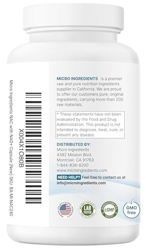 Micro Ingredients NAC mit NAD+, 240 vegane Kapseln | 1.200 mg pro Portion | 2-in-1 N-Acetyl-L-Cystein mit Nicotinamid-Adenin-Dinukleotid | Non-GMO, cGMP hergestellt
