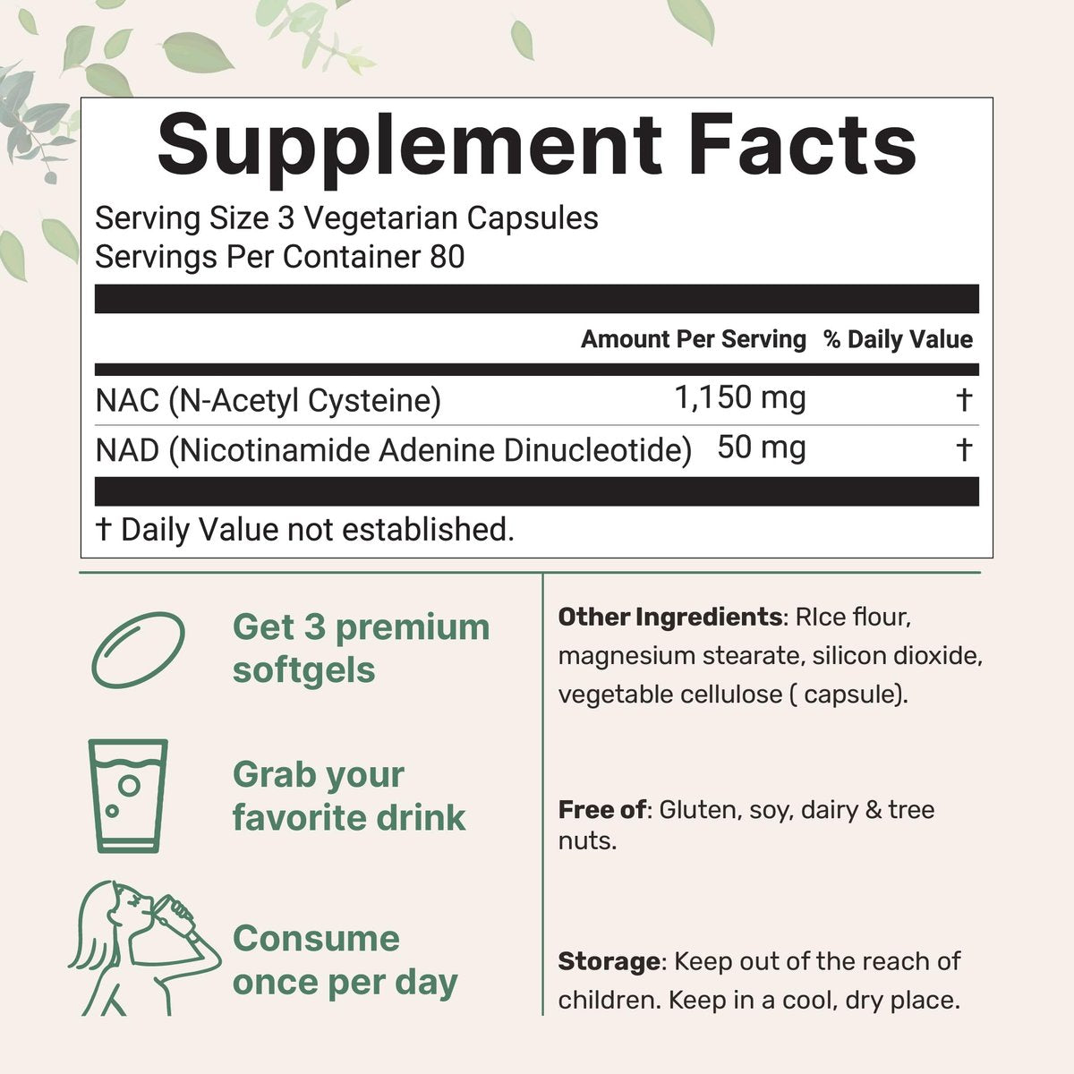 Micro Ingredients NAC mit NAD+, 240 vegane Kapseln | 1.200 mg pro Portion | 2-in-1 N-Acetyl-L-Cystein mit Nicotinamid-Adenin-Dinukleotid | Non-GMO, cGMP hergestellt