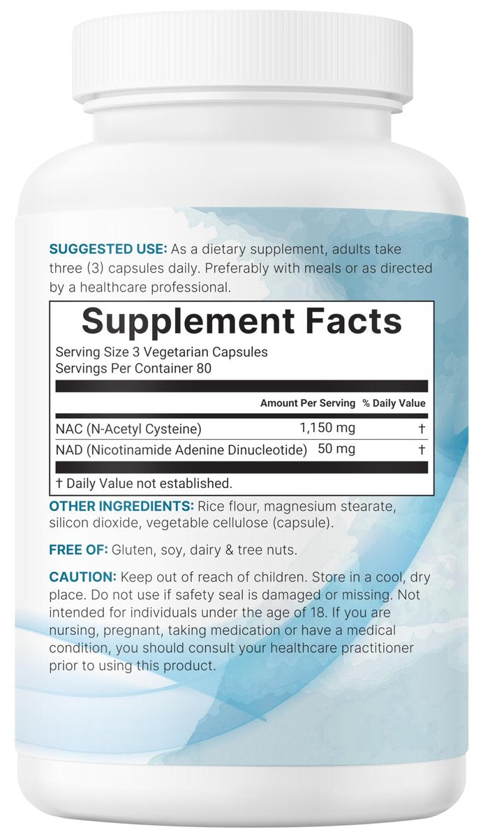 Micro Ingredients NAC mit NAD+, 240 vegane Kapseln | 1.200 mg pro Portion | 2-in-1 N-Acetyl-L-Cystein mit Nicotinamid-Adenin-Dinukleotid | Non-GMO, cGMP hergestellt