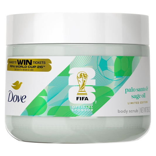 Dove FIFA World Cup 2026 Limited Edition Feuchtigkeitsspendendes Körperpeeling – Palo Santo & Salbeiöl, pH-ausgeglichener Peeling-Schaum für hydratisierte, strahlende Haut, 425 g