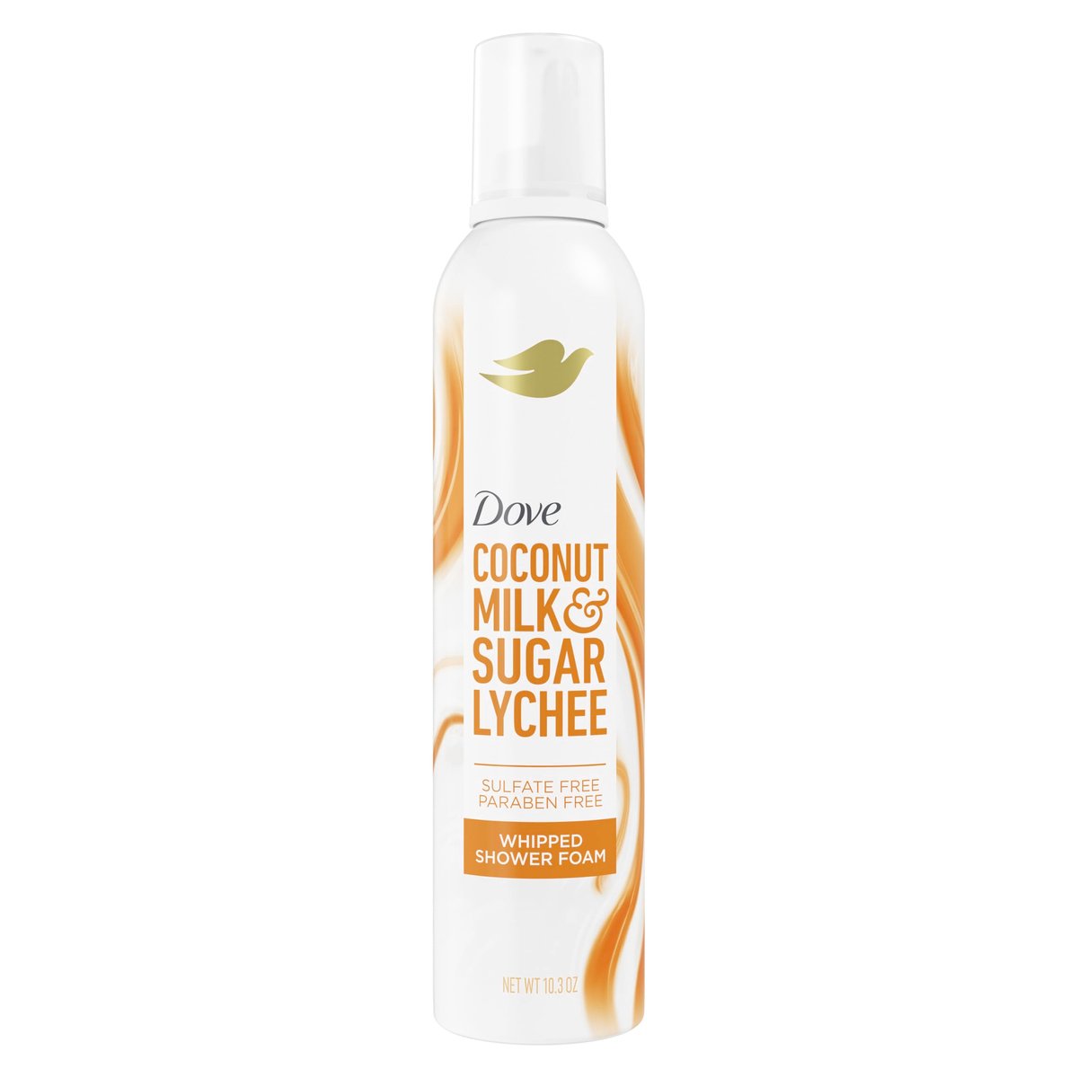 Dove Whipped Shower Foam Kokosnuss & Lychee für Frauen – Feuchtigkeitsspendend, für weiche Haut, 10,3 Unzen