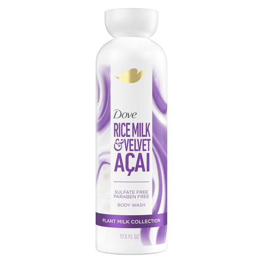 Dove Pflanzenmilch-Reinigendes Duschgel Acai & Reismilch für Frauen – Feuchtigkeitsspendend, 30 Fl Oz (Packung mit 1)