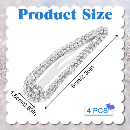 4er-Pack Rhinestone-Haarklammern, Wasserfall-Crystal-Snap-Klammern für Damen, funkelnde Metall-Stein-Haarnadeln, glitzernde Haaraccessoires