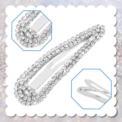 4er-Pack Rhinestone-Haarklammern, Wasserfall-Crystal-Snap-Klammern für Damen, funkelnde Metall-Stein-Haarnadeln, glitzernde Haaraccessoires