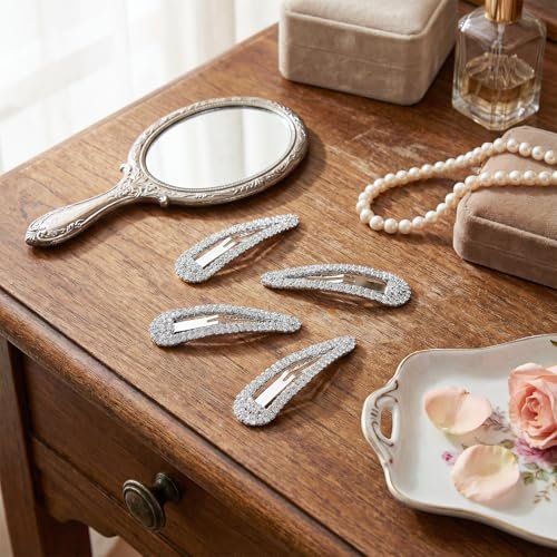 4er-Pack Rhinestone-Haarklammern, Wasserfall-Crystal-Snap-Klammern für Damen, funkelnde Metall-Stein-Haarnadeln, glitzernde Haaraccessoires
