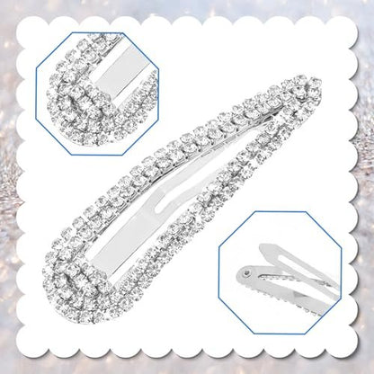 4er-Pack Rhinestone-Haarklammern, Wasserfall-Crystal-Snap-Klammern für Damen, funkelnde Metall-Stein-Haarnadeln, glitzernde Haaraccessoires