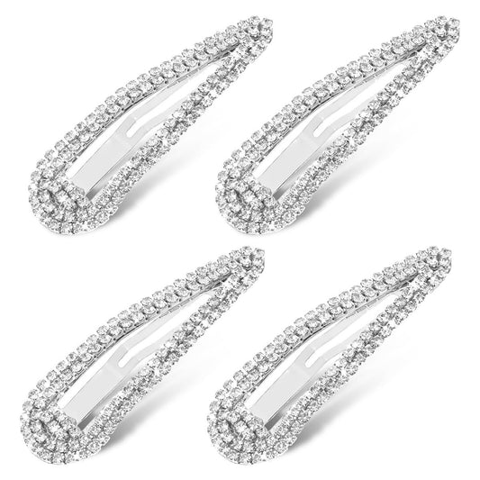 4er-Pack Rhinestone-Haarklammern, Wasserfall-Crystal-Snap-Klammern für Damen, funkelnde Metall-Stein-Haarnadeln, glitzernde Haaraccessoires