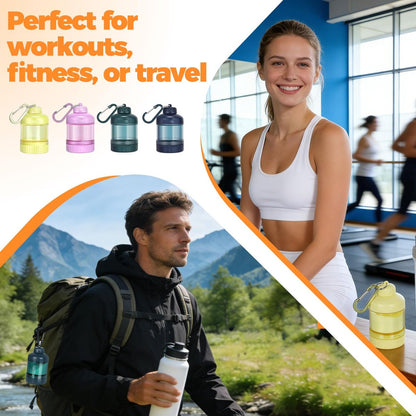BooMetCheer 2er-Pack Proteinpulver-Behälter zum Mitnehmen mit Schlüsselanhänger & Schlüsselring, große Kapazität, transparent, auslaufsicher, ideal für Workouts, Fitness oder Reisen (Pink & Gelb)