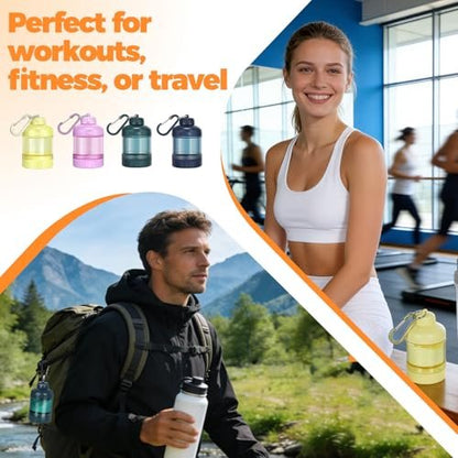BooMetCheer 2er-Pack Proteinpulver-Behälter zum Mitnehmen mit Schlüsselanhänger & Schlüsselring, große Kapazität, transparent, auslaufsicher, ideal für Workouts, Fitness oder Reisen (Pink & Gelb)