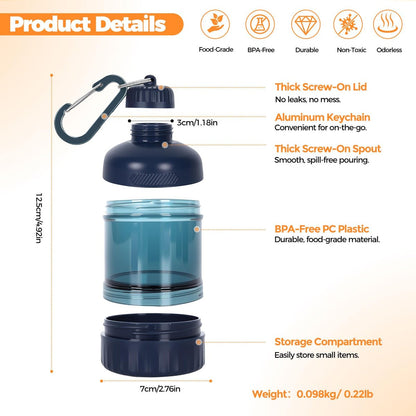 BooMetCheer 2er-Pack Proteinpulver-Behälter zum Mitnehmen mit Schlüsselanhänger & Schlüsselring, große Kapazität, transparent, auslaufsicher, ideal für Workouts, Fitness oder Reisen (Pink & Gelb)