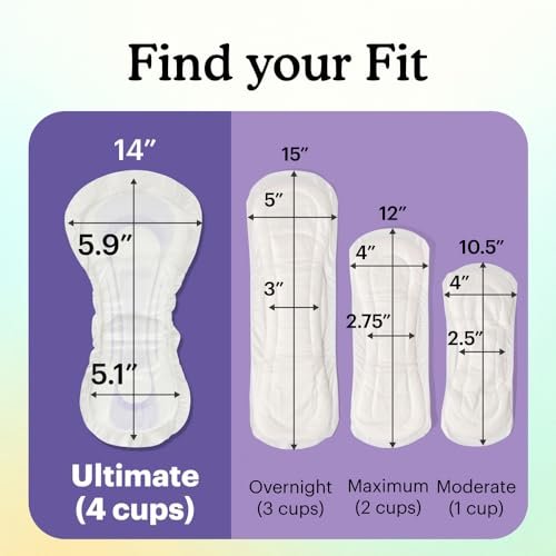 Because Ultimate Overnight Inkontinenz-Einlagen für Männer und Frauen, 4 Tassen zusätzliche Saugfähigkeit für Erwachsenenwindeln, extra weich, Klebestreifen, Unisex, 20 Stück