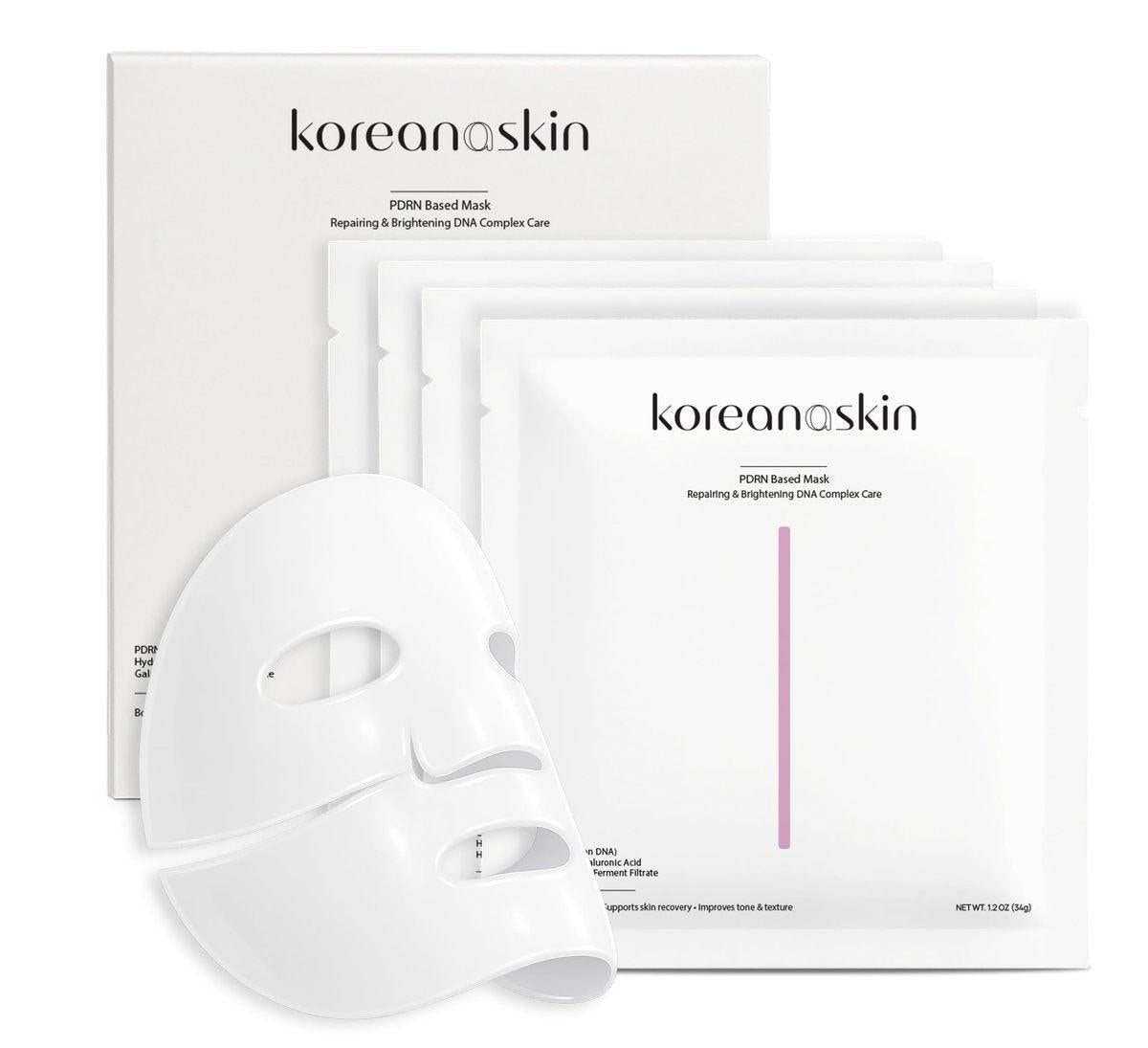 Koreana Skin K-Beauty PDRN DNA Complex Hydrogel Sheet Mask – Koreanische Regenerative Lachs-DNA & Multi-Weight Hyaluronsäure für Anti-Aging, Straffung, Aufhellung, Tiefenhydratation – Box mit 4 Masken