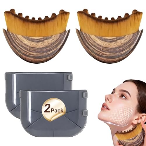 Lymphatische Drainage-Massagebürste für das Gesicht, Konturierbürste zur Modellierung der Kieferpartie und Reduzierung von Schwellungen und Doppelkinn, verbessert Hautglanz und Absorption, ergonomisch präzise Passform, 2er-Pack