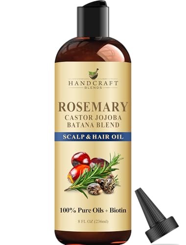 Handcraft Blends Rosmarinöl für Haare 8 Fl Oz | Nährendes Haaröl | 100% Rein und Natürlich | Rosmarin, Rizinus, Jojoba und Batana Öle & Biotin | Trägeröl