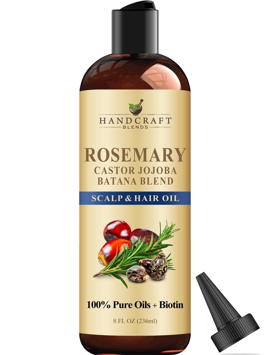 Handcraft Blends Rosmarinöl für Haare 8 Fl Oz | Nährendes Haaröl | 100% Rein und Natürlich | Rosmarin, Rizinus, Jojoba und Batana Öle & Biotin | Trägeröl