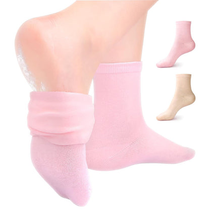 ESUOHYM Feuchtigkeitsspendende Socken 2 Paar Knöchelhohe Silikon Socken für trockene, rissige Füße One Size Pink und Beige – Selbstpflege Geschenke für Frauen Muttertagsgeschenke