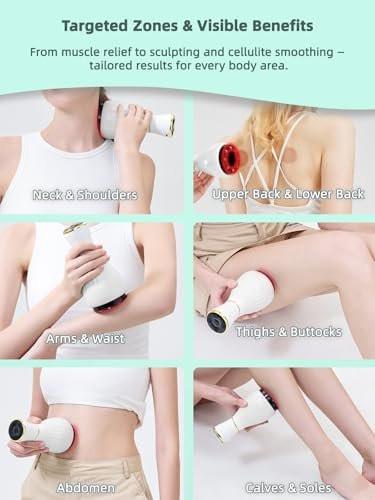 FEEJOY Elektrischer Lymphdrainage-Massager mit Pulstherapie & Wärme – 12-stufiges Schröpfmassagegerät zur Reduzierung von Cellulite, Körperformung, Tiefengewebs-Schmerzlinderung & Muskelregeneration, Weiß