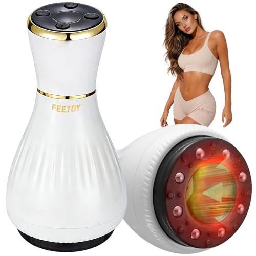 FEEJOY Elektrischer Lymphdrainage-Massager mit Pulstherapie & Wärme – 12-stufiges Schröpfmassagegerät zur Reduzierung von Cellulite, Körperformung, Tiefengewebs-Schmerzlinderung & Muskelregeneration, Weiß
