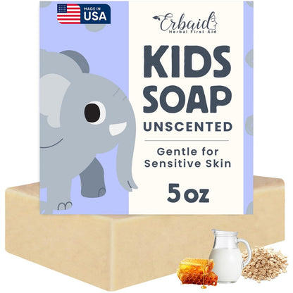 Baby Soap – Naturseife aus Ziegenmilch, unparfümiert, für empfindliche Haut – Sanfte Babywäsche & Badeseife bei Ekzemen, trockener, juckender Haut – Beruhigend, feuchtigkeitsspendend mit Haferflocken & Honig – Hergestellt in USA