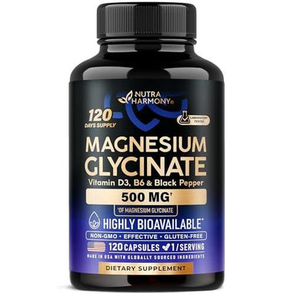 Magnesium Glycinat 500 mg – Chelatkomplex mit hoher Bioverfügbarkeit – Unterstützt Schlaf, Muskeln & Herzgesundheit – für Frauen & Männer – Laborgeprüft & Nicht-GVO – 120 Kapseln