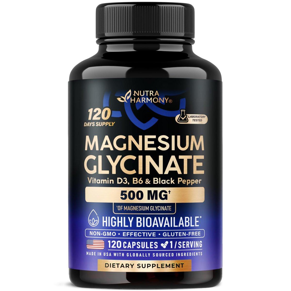 Magnesium Glycinat 500 mg – Chelatkomplex mit hoher Bioverfügbarkeit – Unterstützt Schlaf, Muskeln & Herzgesundheit – für Frauen & Männer – Laborgeprüft & Nicht-GVO – 120 Kapseln