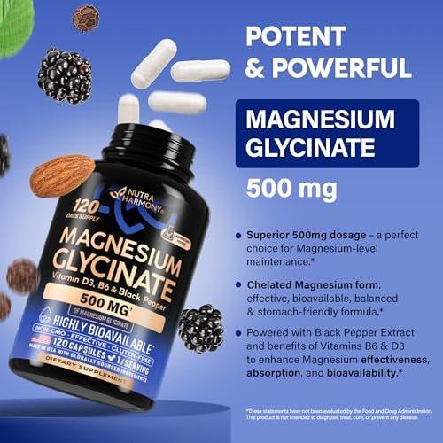 Magnesium Glycinat 500 mg – Chelatkomplex mit hoher Bioverfügbarkeit – Unterstützt Schlaf, Muskeln & Herzgesundheit – für Frauen & Männer – Laborgeprüft & Nicht-GVO – 120 Kapseln