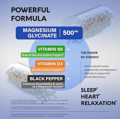 Magnesium Glycinat 500 mg – Chelatkomplex mit hoher Bioverfügbarkeit – Unterstützt Schlaf, Muskeln & Herzgesundheit – für Frauen & Männer – Laborgeprüft & Nicht-GVO – 120 Kapseln