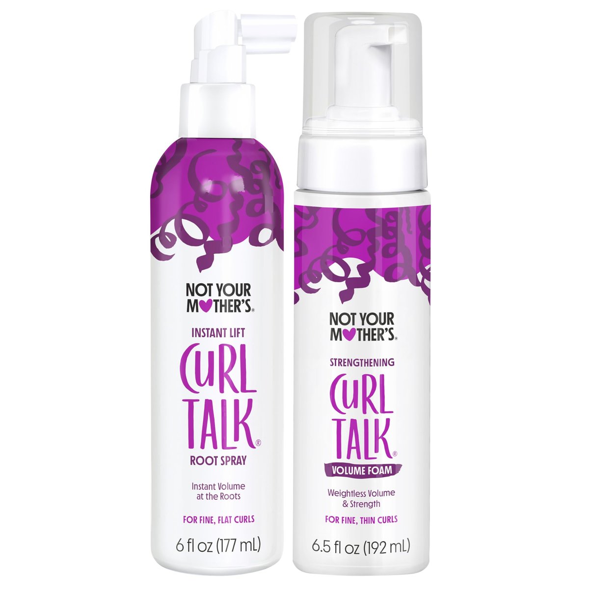 Not Your Mother's Curl Talk Instant Lift Root Haarspray und Stärkender Volumenschaum (2er-Pack) - Angereichert mit Biotin, Peptiden und Reisprotein - Für lockiges Haar