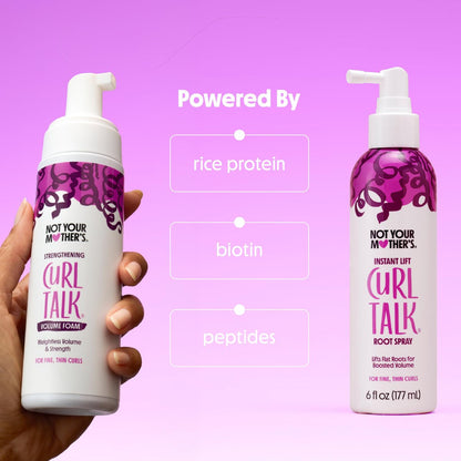 Not Your Mother's Curl Talk Instant Lift Root Haarspray und Stärkender Volumenschaum (2er-Pack) - Angereichert mit Biotin, Peptiden und Reisprotein - Für lockiges Haar