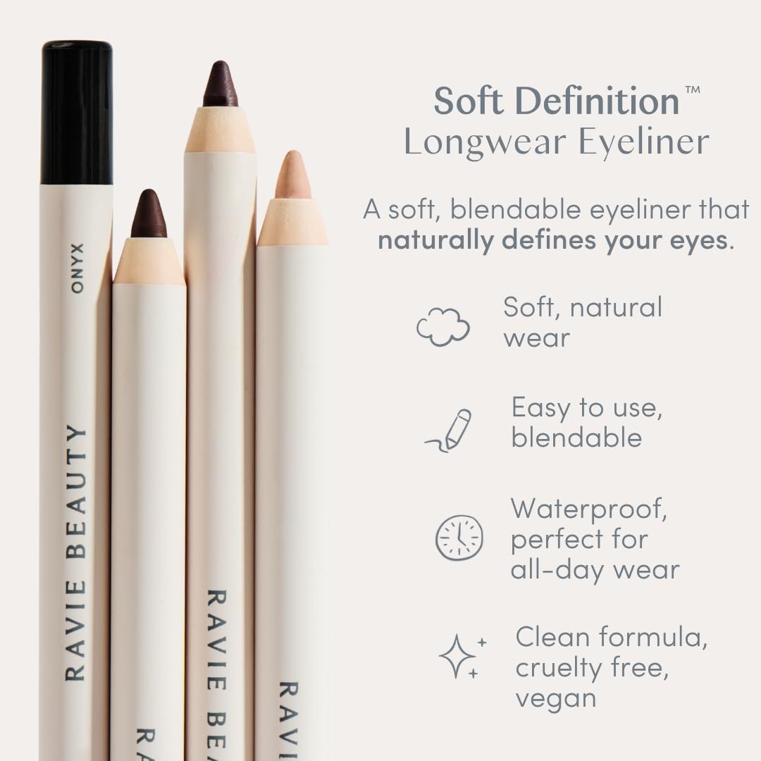 Ravie Beauty Soft Definition Longwear Eyeliner Pencil – Farbe Umber (Erdiges Braun) – Wasserfest, wischfest, natürlich – vegan & tierversuchsfrei