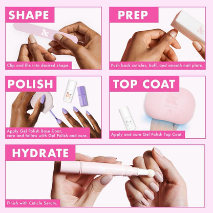 Olive & June Gel Starter Kit – Komplettes Nagelgel-Set für zu Hause mit LED-Lampe, Peel-Off- & Gel-Basecoat, Top Coat & Nagelwerkzeugen | 15-frei, vegan, tierversuchsfrei